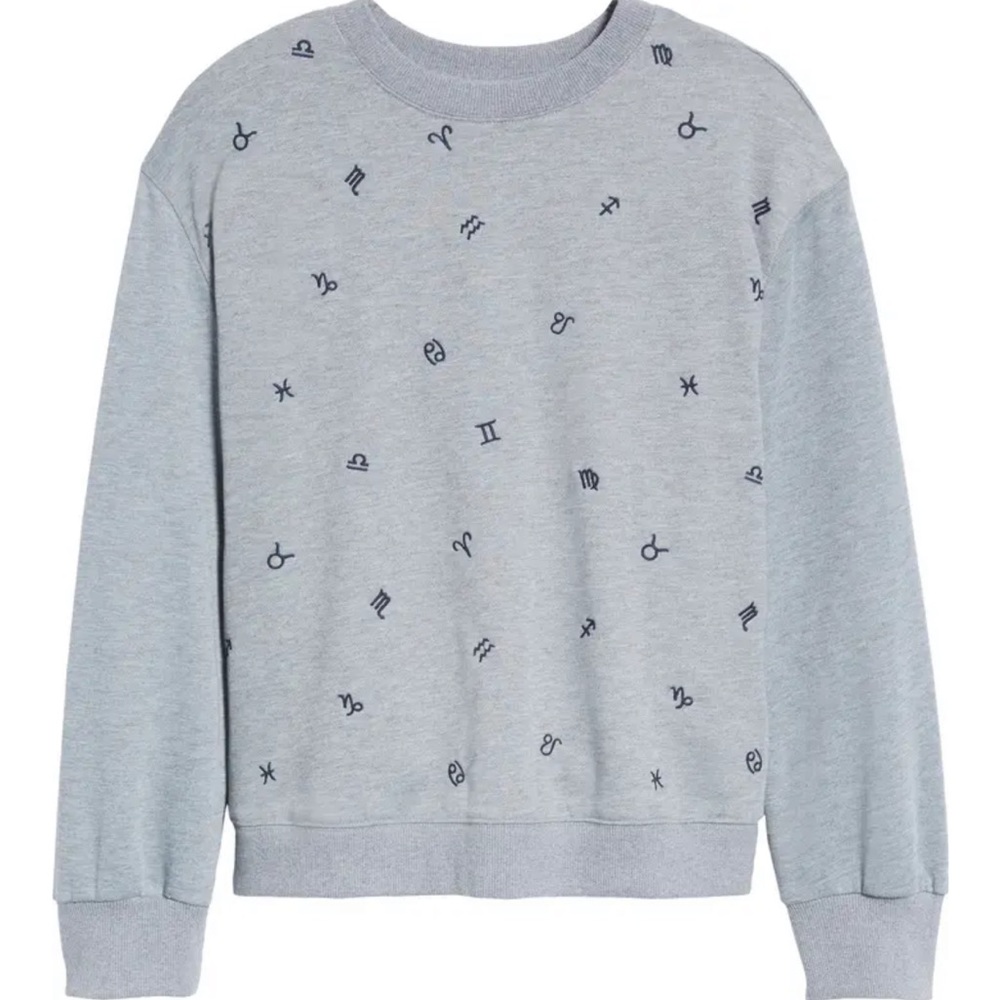 Currently in Love Zodiac Embroidered Sweatshirt - XS